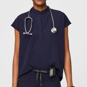 FIGS Women's Navy Rafaela Oversized Scrub Top